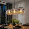 Ripoll hanging light, globe light, pendant light chrome, Smoke-coloured, 3-light sources