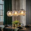 Ripoll hanging light, globe light, pendant light chrome, Smoke-coloured, 3-light sources