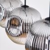 Ripoll hanging light, globe light, pendant light chrome, Smoke-coloured, 3-light sources