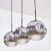 Ripoll hanging light, globe light, pendant light chrome, Smoke-coloured, 3-light sources
