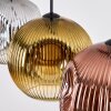Ripoll hanging light, globe light, pendant light chrome, gold, clear, coppery, Smoke-coloured, 3-light sources