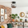 Ripoll ceiling light, globe light chrome, clear, Smoke-coloured, 1-light source