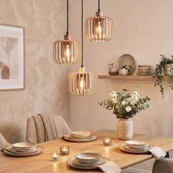 Molan hanging light, pendant light, Cluster pendant lamp sand-coloured, 3-light sources