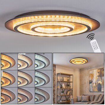 Lidor ceiling light LED gold, copper, black, 1-light source, Remote control