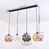 Ripoll hanging light, globe light, pendant light Amber, clear, Smoke-coloured, 4-light sources