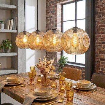 Ripoll hanging light, globe light, pendant light Amber, 4-light sources