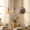Koyoto hanging light, globe light, pendant light Amber, chrome, clear, Smoke-coloured, 3-light sources