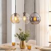 Koyoto hanging light, globe light, pendant light Amber, chrome, clear, Smoke-coloured, 3-light sources