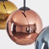 Koyoto hanging light, globe light, pendant light blue, gold, coppery, 3-light sources