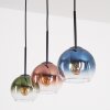 Koyoto hanging light, globe light, pendant light blue, green, clear, coppery, 3-light sources