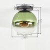 Koyoto ceiling light, globe light 30 cm green, clear, 1-light source