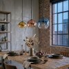Koyoto hanging light, globe light, pendant light blue, gold, clear, coppery, 3-light sources