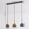 Koyoto hanging light, globe light, pendant light blue, gold, coppery, 3-light sources