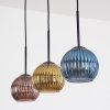 Koyoto hanging light, globe light, pendant light blue, gold, coppery, 3-light sources