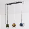 Koyoto hanging light, globe light, pendant light blue, gold, green, 3-light sources