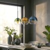 Koyoto hanging light, globe light, pendant light blue, gold, green, clear, 3-light sources