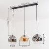 Ripoll hanging light, globe light, pendant light Amber, clear, Smoke-coloured, 3-light sources