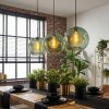 Ripoll hanging light, globe light, pendant light green, 3-light sources