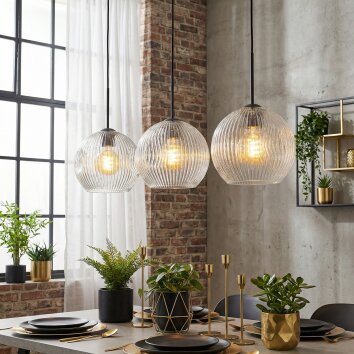 Ripoll hanging light, globe light, pendant light clear, 3-light sources