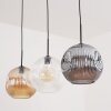 Ripoll hanging light, globe light, pendant light Amber, clear, Smoke-coloured, 3-light sources