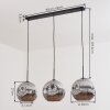 Ripoll hanging light, globe light, pendant light chrome, Smoke-coloured, 3-light sources