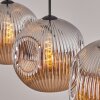 Ripoll hanging light, globe light, pendant light chrome, Smoke-coloured, 3-light sources