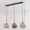 Ripoll hanging light, globe light, pendant light Amber, Smoke-coloured, 3-light sources