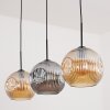 Ripoll hanging light, globe light, pendant light Amber, Smoke-coloured, 3-light sources