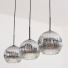 Ripoll hanging light, globe light, pendant light chrome, clear, Smoke-coloured, 3-light sources