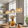 Ripoll hanging light, globe light, pendant light Amber, clear, Smoke-coloured, 3-light sources