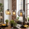 Koyoto hanging light, globe light, pendant light Amber, chrome, clear, Smoke-coloured, 3-light sources