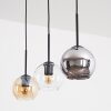 Koyoto hanging light, globe light, pendant light Amber, chrome, clear, Smoke-coloured, 3-light sources