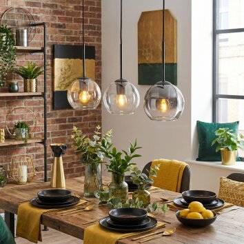 Koyoto hanging light, globe light, pendant light Amber, clear, Smoke-coloured, 3-light sources