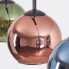 Koyoto hanging light, globe light, pendant light blue, green, coppery, 3-light sources