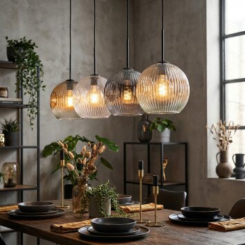 Ripoll hanging light, globe light, pendant light Amber, clear, Smoke-coloured, 4-light sources