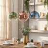 Koyoto hanging light, globe light, pendant light blue, green, clear, coppery, 3-light sources