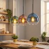 Koyoto hanging light, globe light, pendant light blue, green, clear, coppery, 3-light sources