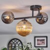 Chehalis ceiling light, globe light Amber, chrome, Smoke-coloured, 3-light sources
