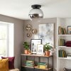 Koyoto ceiling light, globe light 30 cm chrome, clear, Smoke-coloured, 1-light source