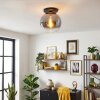 Koyoto ceiling light, globe light 30 cm chrome, clear, Smoke-coloured, 1-light source