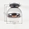 Koyoto ceiling light, globe light 30 cm chrome, clear, Smoke-coloured, 1-light source