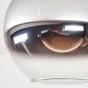Koyoto ceiling light, globe light 30 cm chrome, clear, Smoke-coloured, 1-light source
