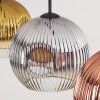 Ripoll hanging light, globe light, pendant light chrome, gold, clear, coppery, Smoke-coloured, 3-light sources