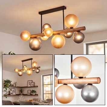 Lorin ceiling light dark brown, Ecru, black, 9-light sources