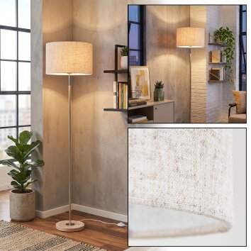 Ganik floor lamp chrome, sand-coloured, 1-light source