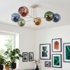 Koyoto ceiling light, globe light 78 cm sand-coloured, 6-light sources