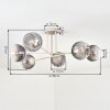Koyoto ceiling light, globe light 78 cm sand-coloured, 6-light sources