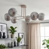 Ripoll ceiling light, globe light sand-coloured, 6-light sources
