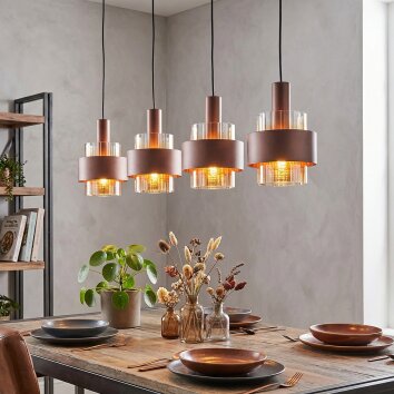 Traak hanging light, pendant light bronze, black, 4-light sources