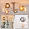 Ripoll ceiling light, globe light sand-coloured, 6-light sources